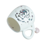 Cat-Shaped Petite Ceramic Mug with Illuminated Lid – Rechargeable Touch-Activated Light, Instagrammable Aesthetic for Students, Adorable Girly Charm & Whimsical Character