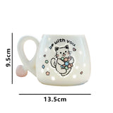 Cat-Shaped Petite Ceramic Mug with Illuminated Lid – Rechargeable Touch-Activated Light, Instagrammable Aesthetic for Students, Adorable Girly Charm & Whimsical Character
